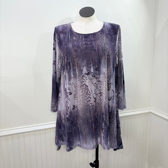 Como No Size 2X Top Tunic Purple Velvet Burnout Fairy Grunge Whimsigoth Boho - Picture 1 of 14